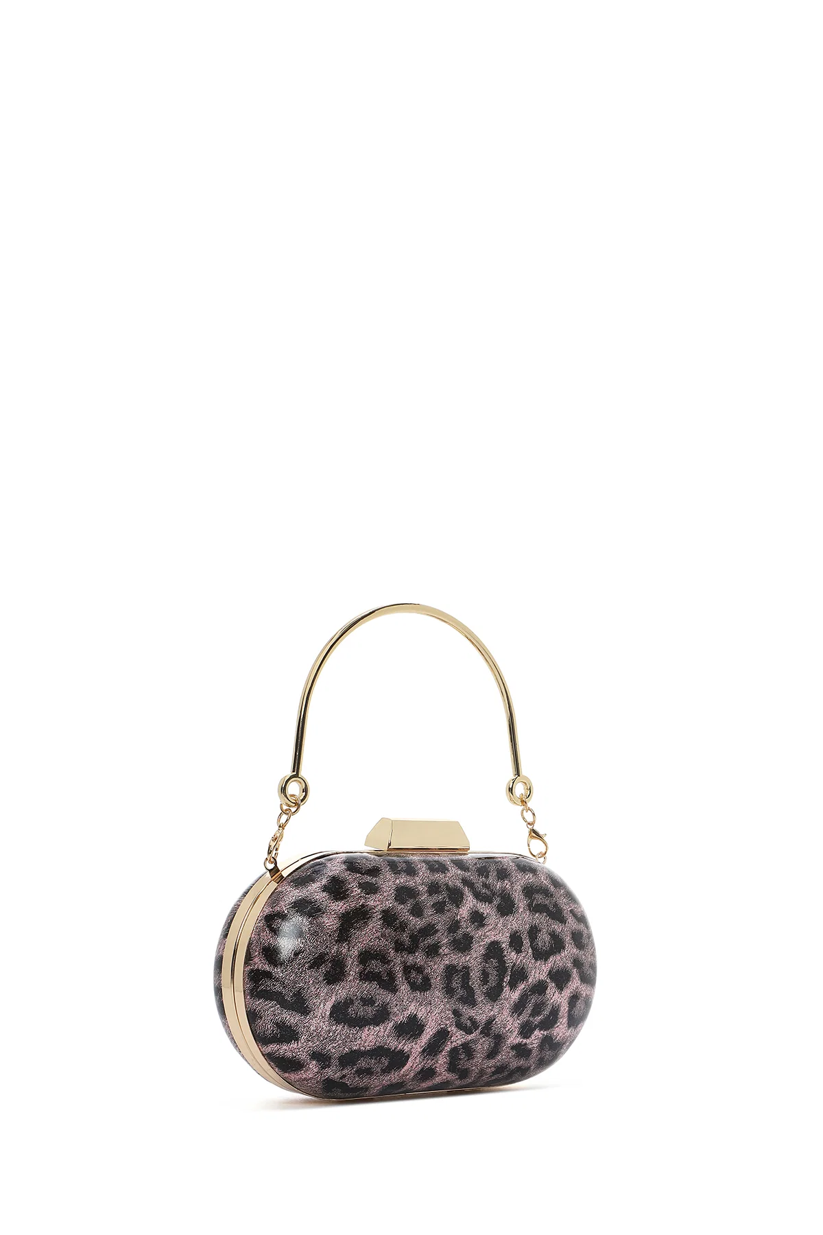 Kadın Pembe Leoper Desenli Uzun Askılı Mini Portföy Abiye Çantası - Image 5
