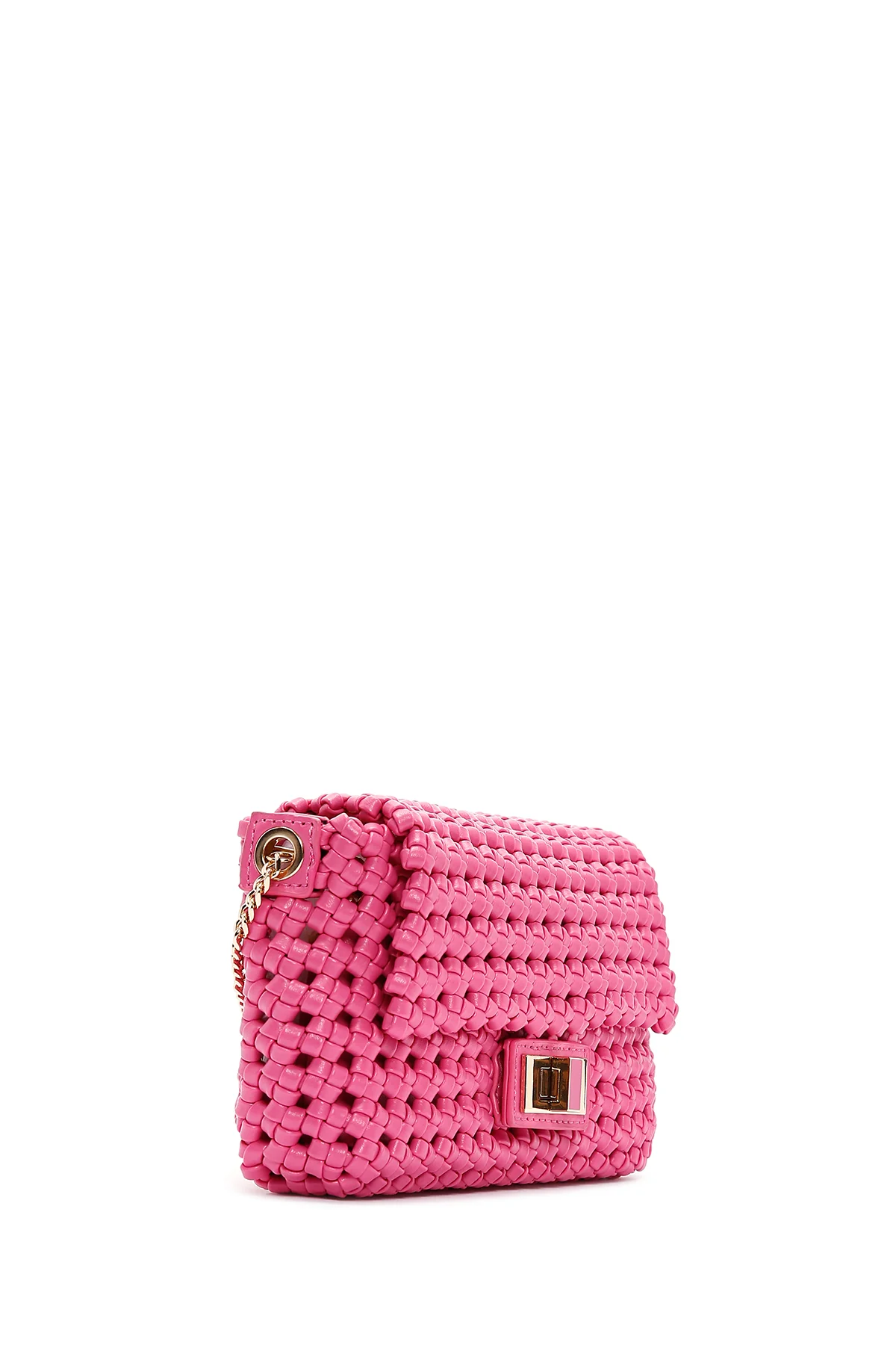 Kadın Pembe Örgü Çapraz Çanta - Image 7