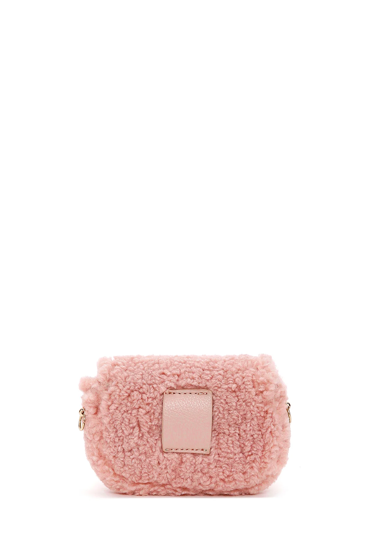 Kadın Pembe Peluş Mini Çapraz Çanta - Image 4