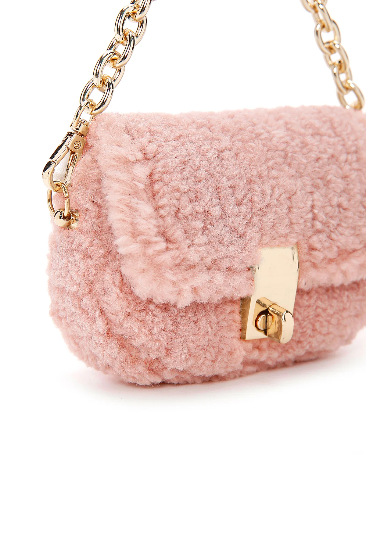 Kadın Pembe Peluş Mini Çapraz Çanta - Image 8