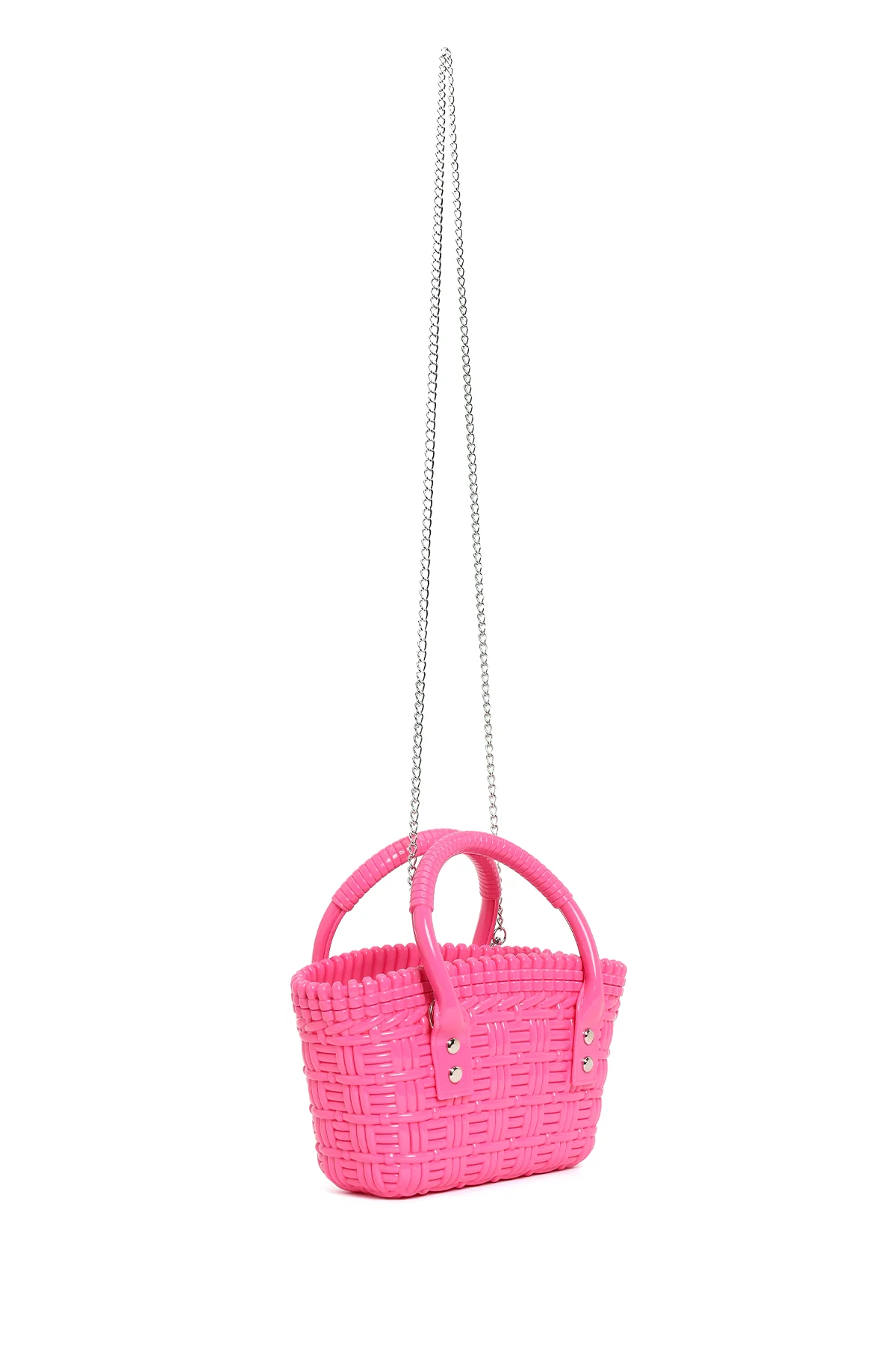 Kadın Pembe Uzun Askılı Mini Jelly Kol Çantası - Image 6
