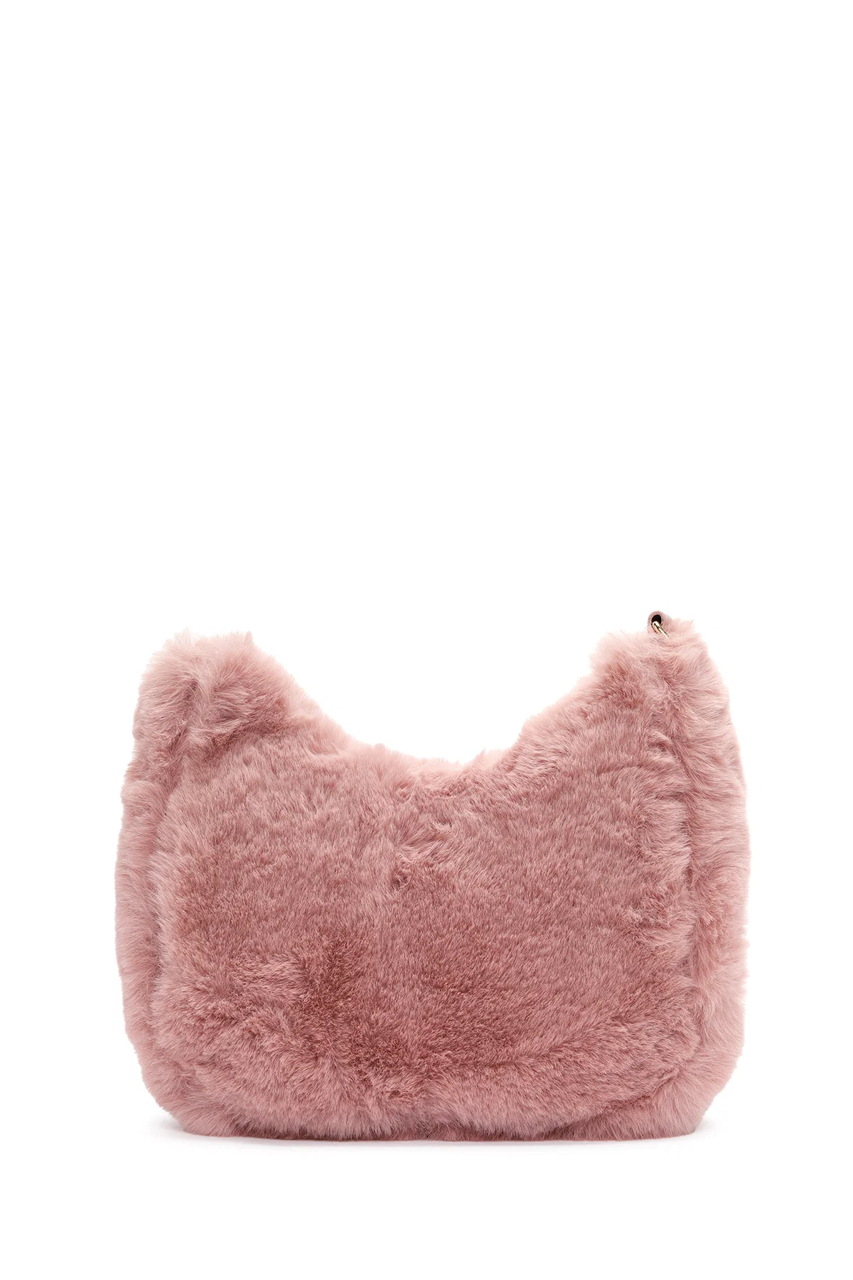 Kadın Pembe Uzun Askılı Peluş Omuz Çantası - Image 5