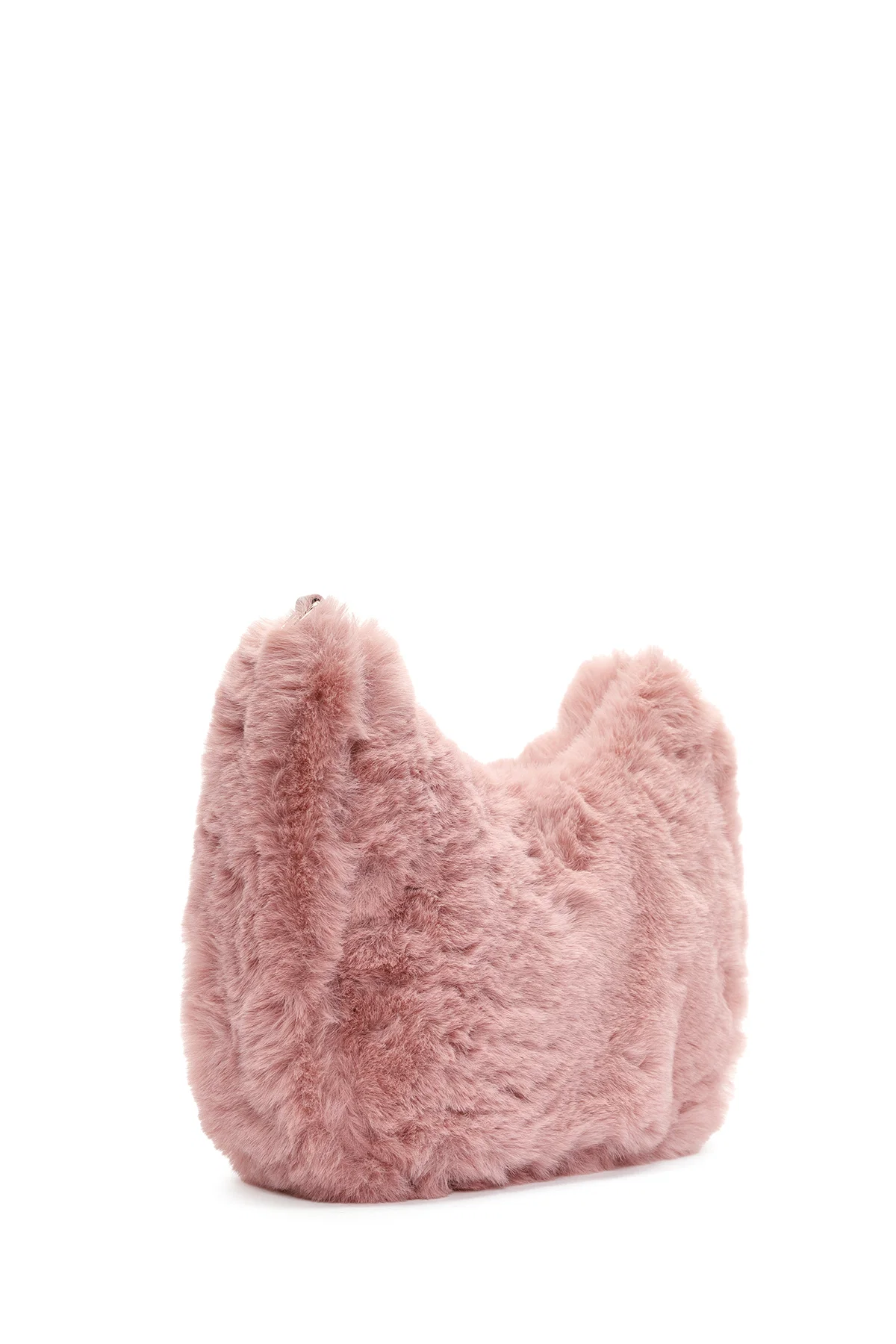 Kadın Pembe Uzun Askılı Peluş Omuz Çantası - Image 6