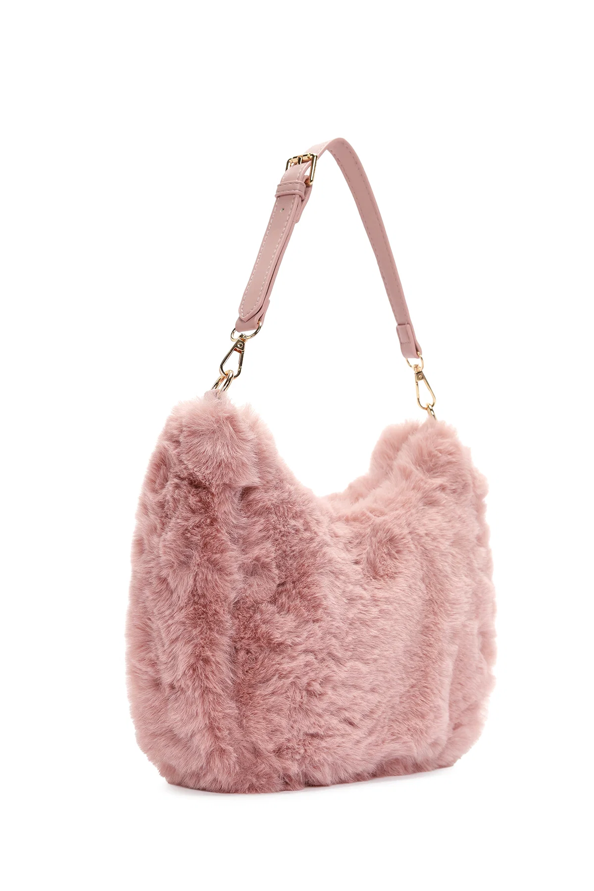 Kadın Pembe Uzun Askılı Peluş Omuz Çantası - Image 7