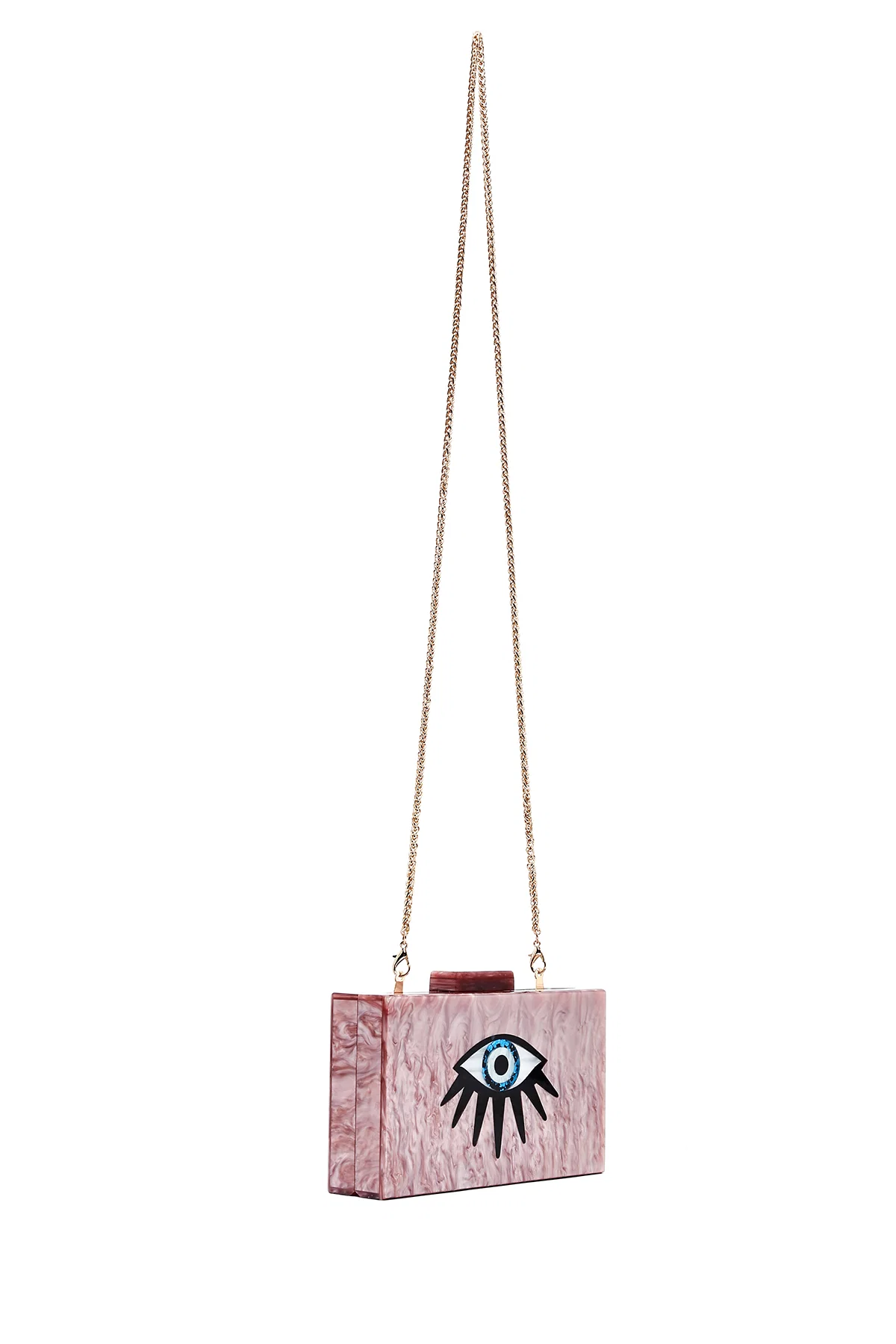 Kadın Pembe Uzun Zincir Askılı Mini Abiye Kutu Çanta - Image 6
