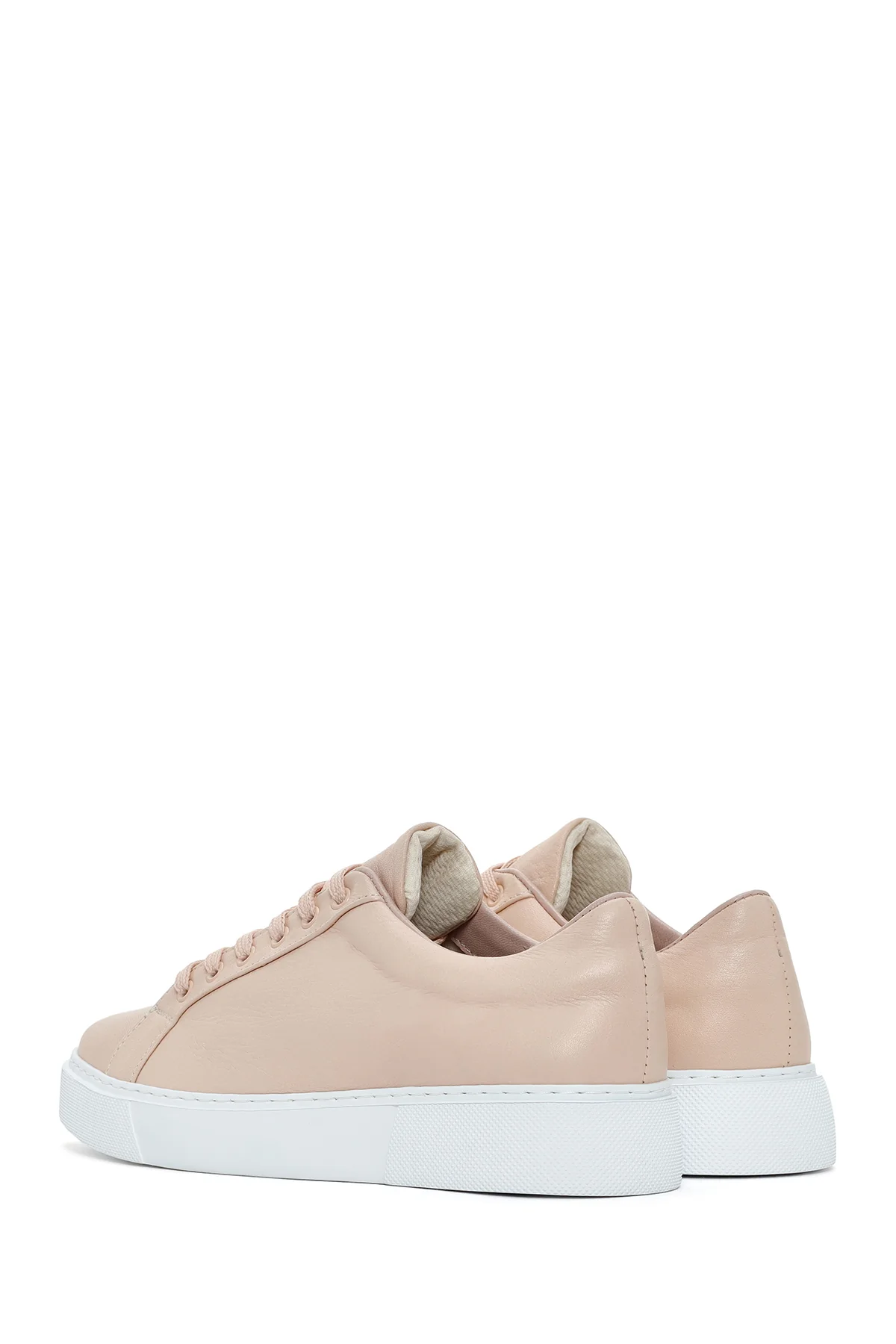 Kadın Pudra Bağcıklı Deri Sneaker - Image 6