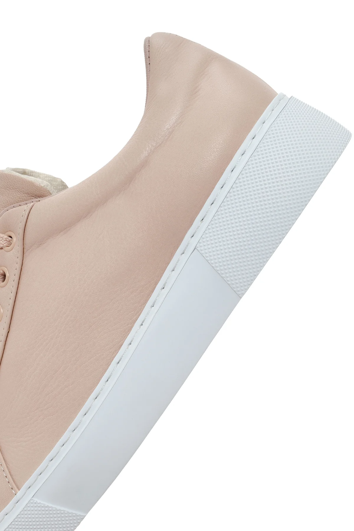 Kadın Pudra Bağcıklı Deri Sneaker - Image 8