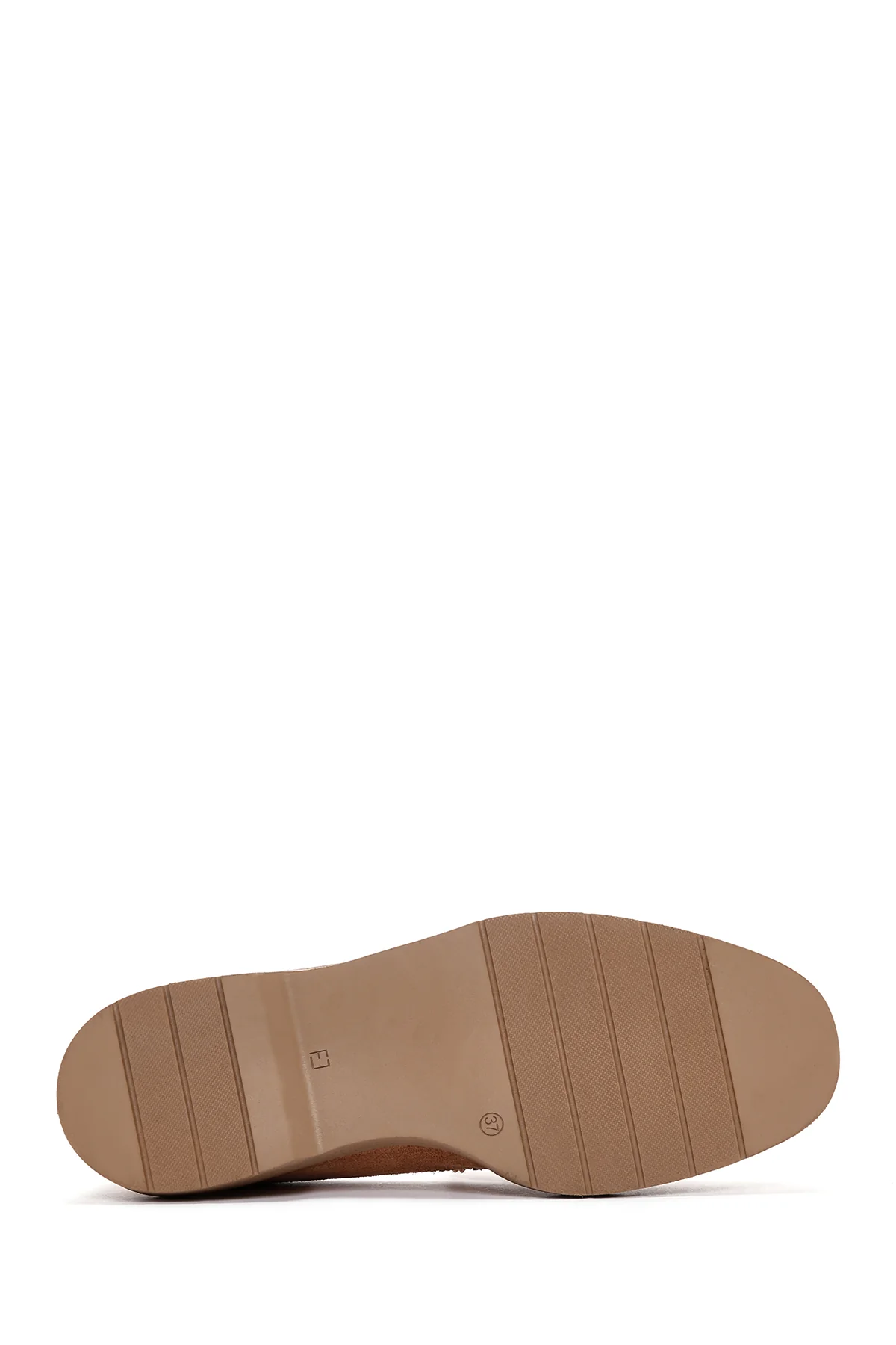 Kadın Pudra Süet Deri Maskülen Loafer - Image 4