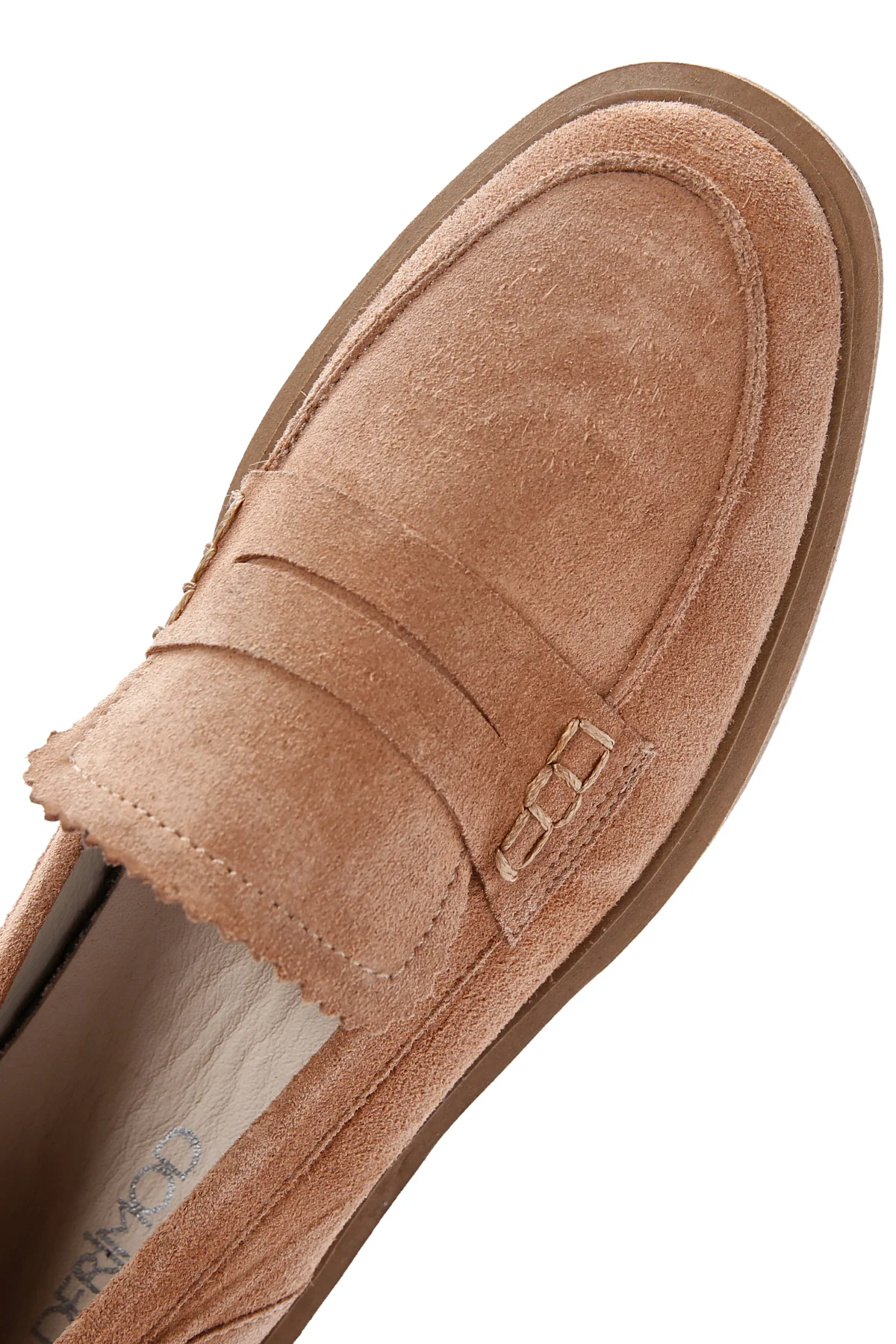 Kadın Pudra Süet Deri Maskülen Loafer - Image 9
