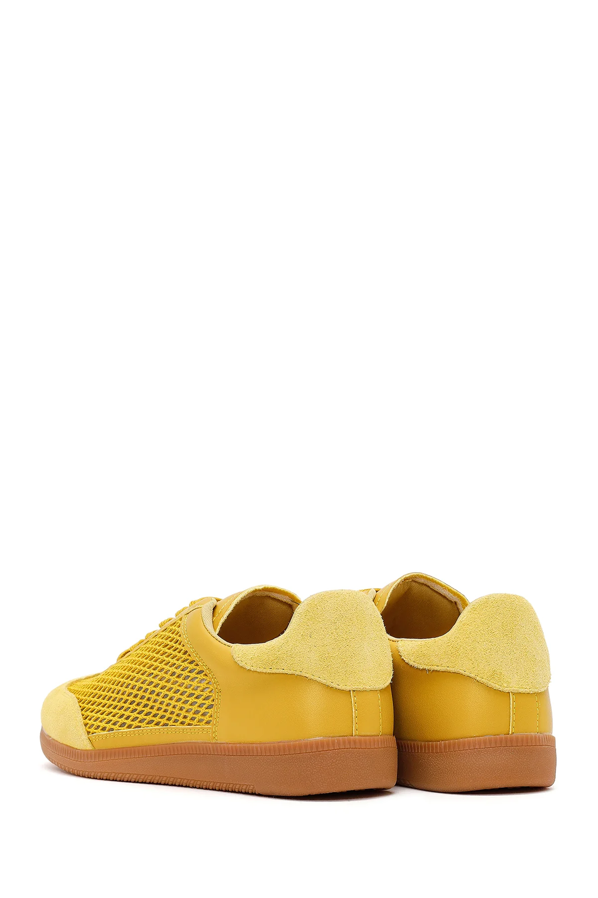 Kadın Sarı Bağcıklı Fileli Süet Deri Sneaker - Image 7
