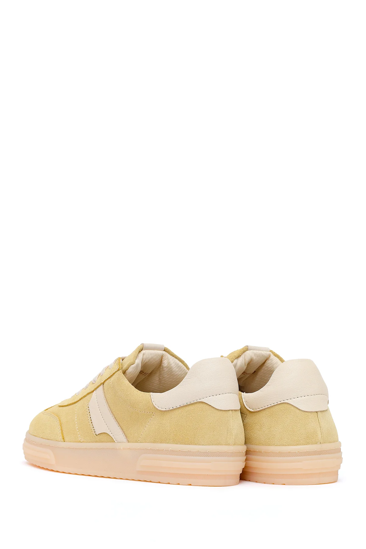 Kadın Sarı Bağcıklı Süet Deri Sneaker - Image 6