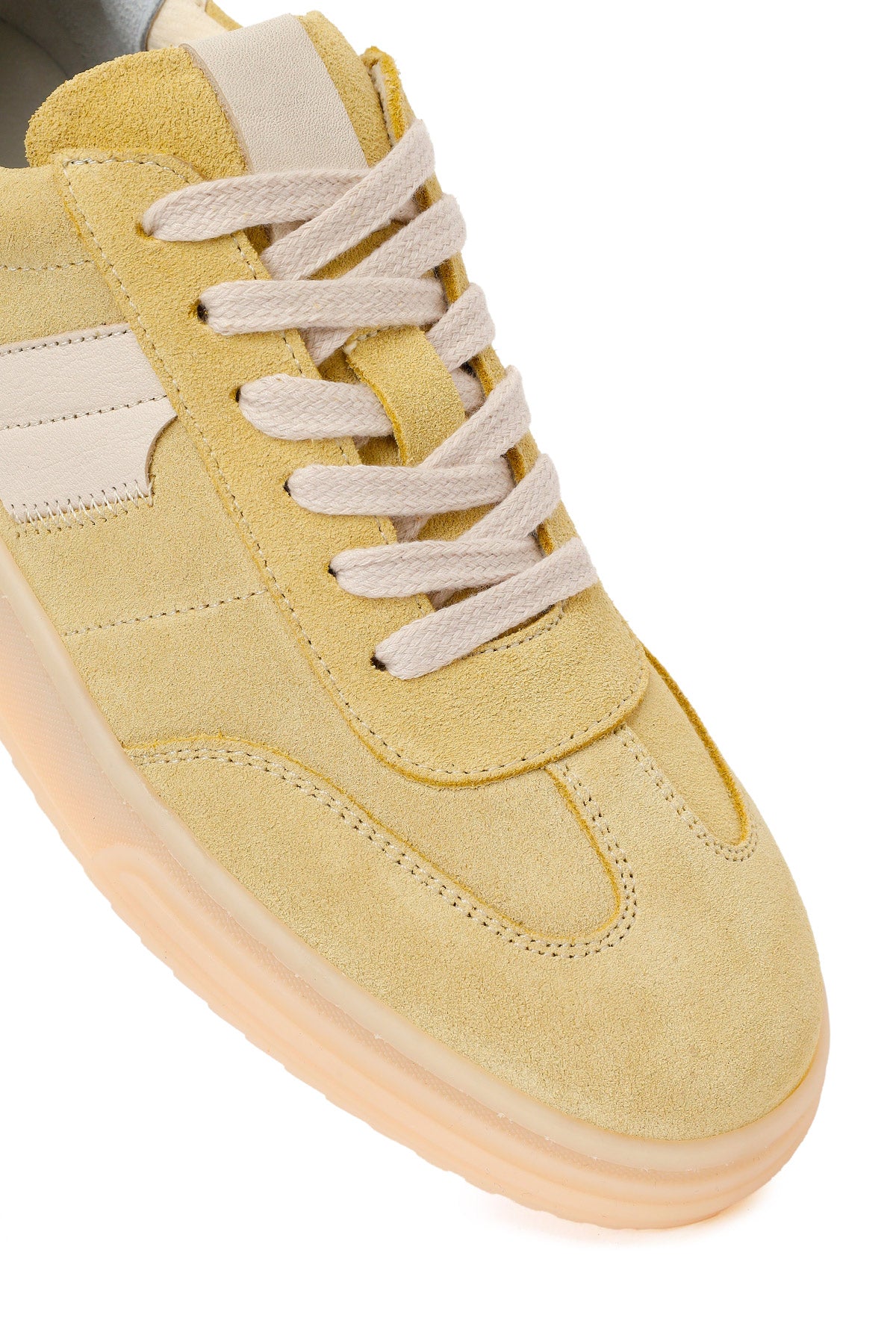 Kadın Sarı Bağcıklı Süet Deri Sneaker - Image 9