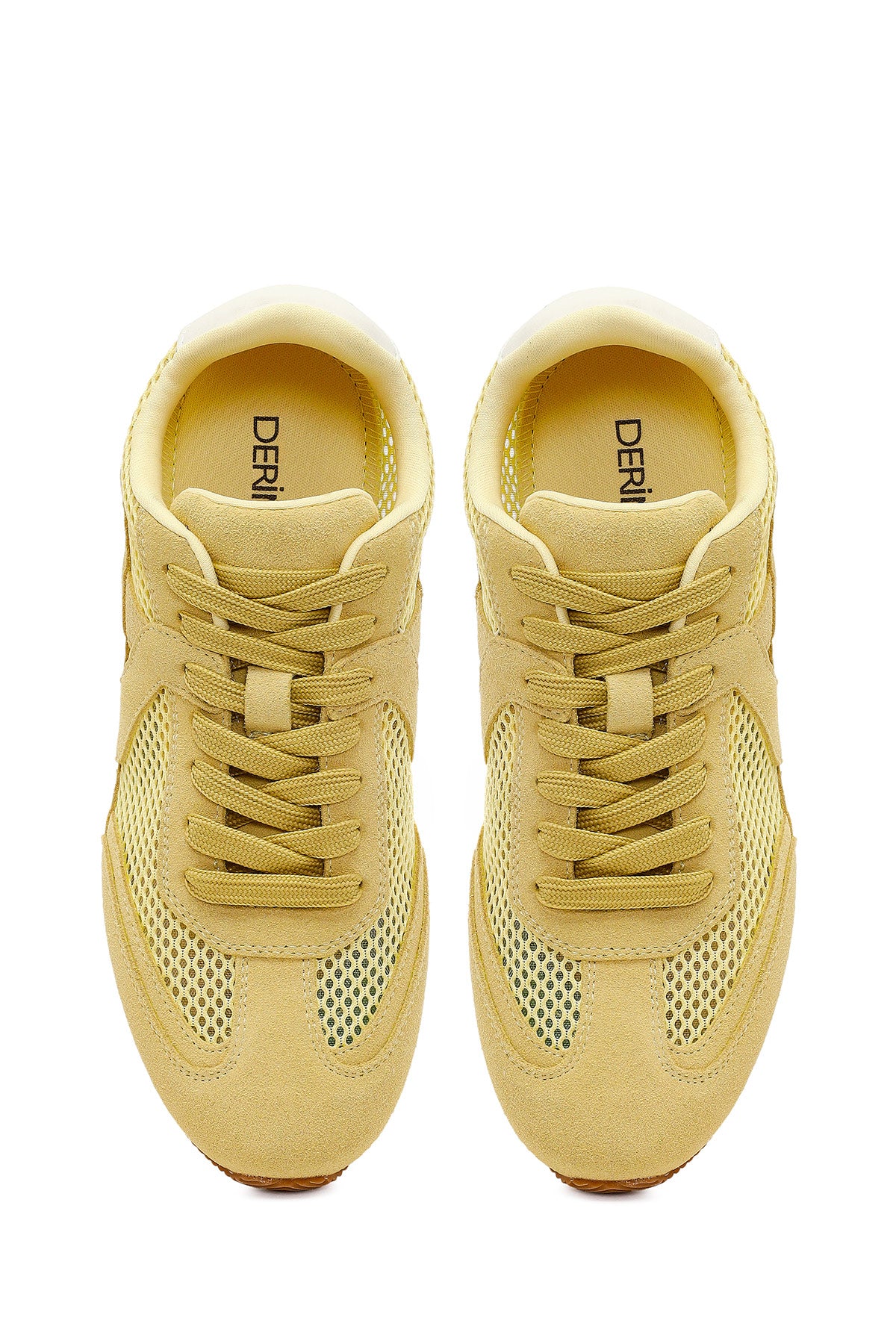 Kadın Sarı Bağcıklı Süet Deri Sneaker - Image 4