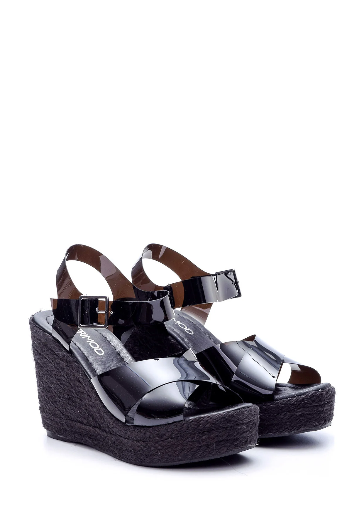 Kadın Şeffaf Bantlı Dolgu Topuklu Sandalet - Image 3