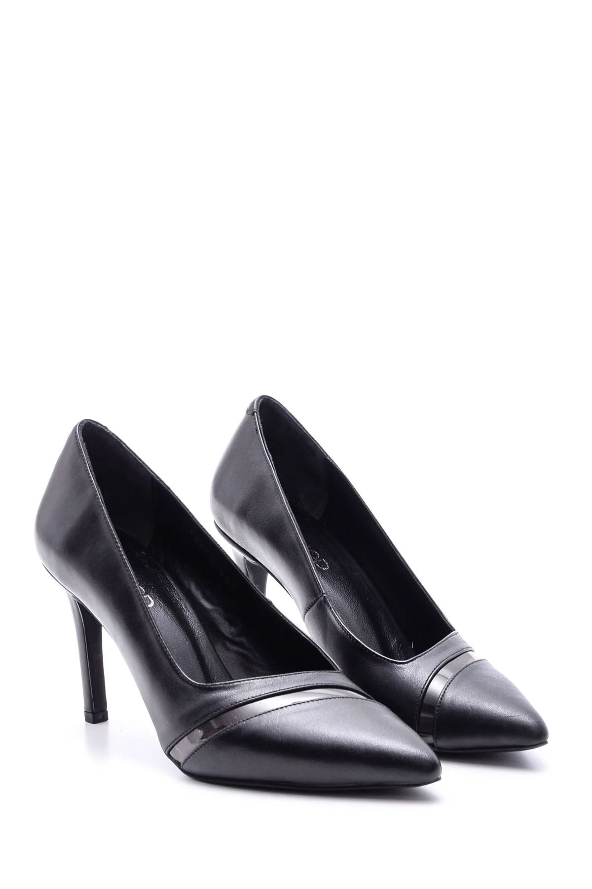 Kadın Şeffaf Detaylı Deri Stiletto - Image 2
