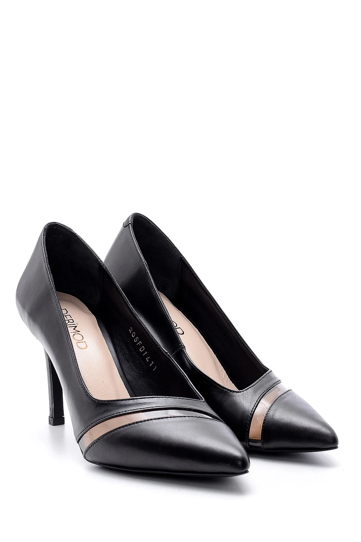 Kadın Şeffaf Detaylı Deri Stiletto - Image 3