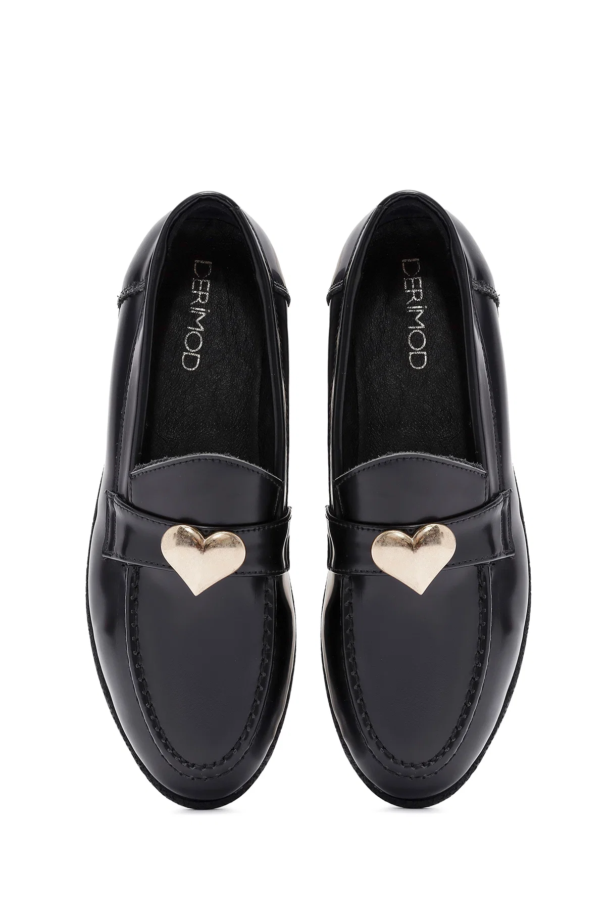 Kadın Siyah Aksesuar Detaylı Deri Maskülen Loafer - Image 7