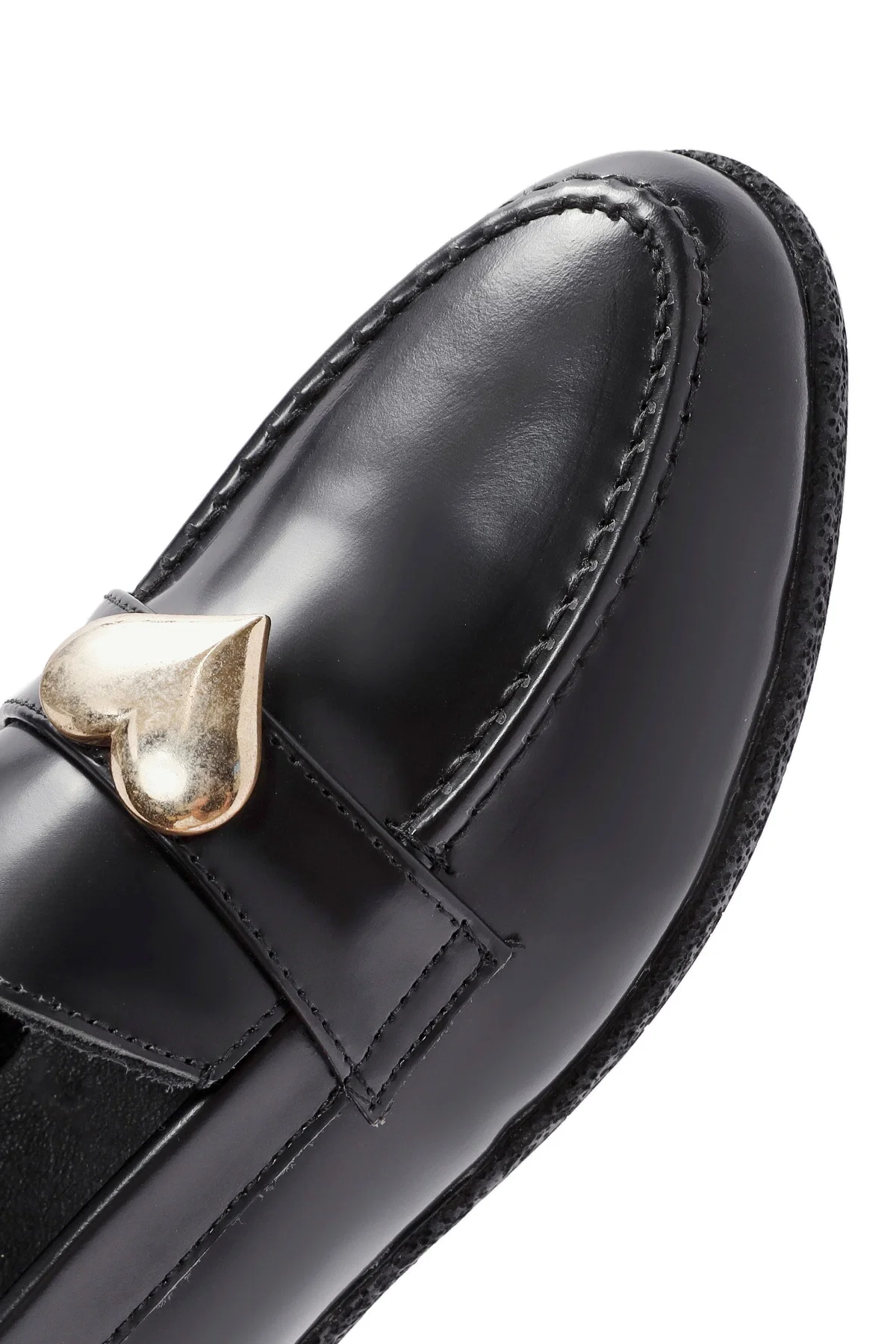 Kadın Siyah Aksesuar Detaylı Deri Maskülen Loafer - Image 8