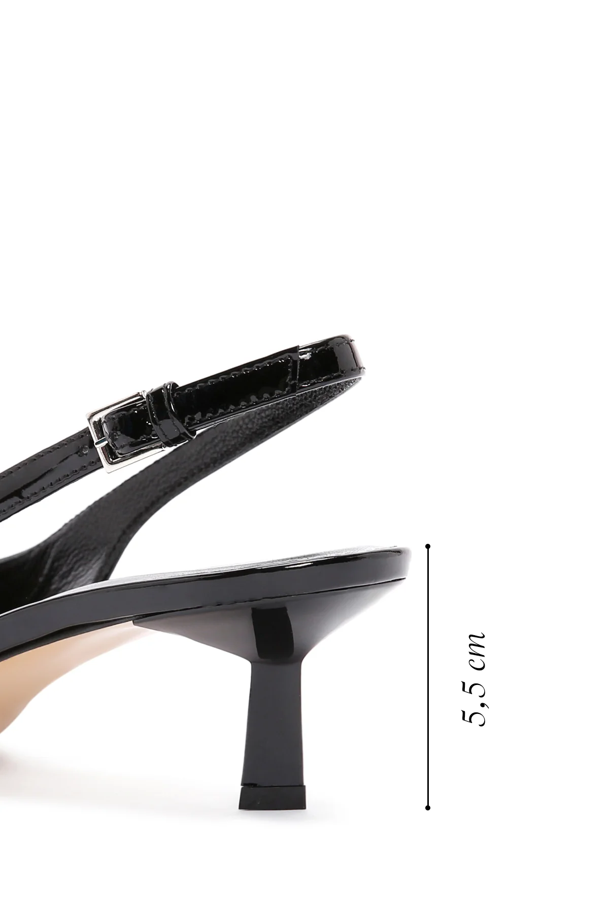 Kadın Siyah Arkası Açık Deri Kısa Topuklu Stiletto - Image 2
