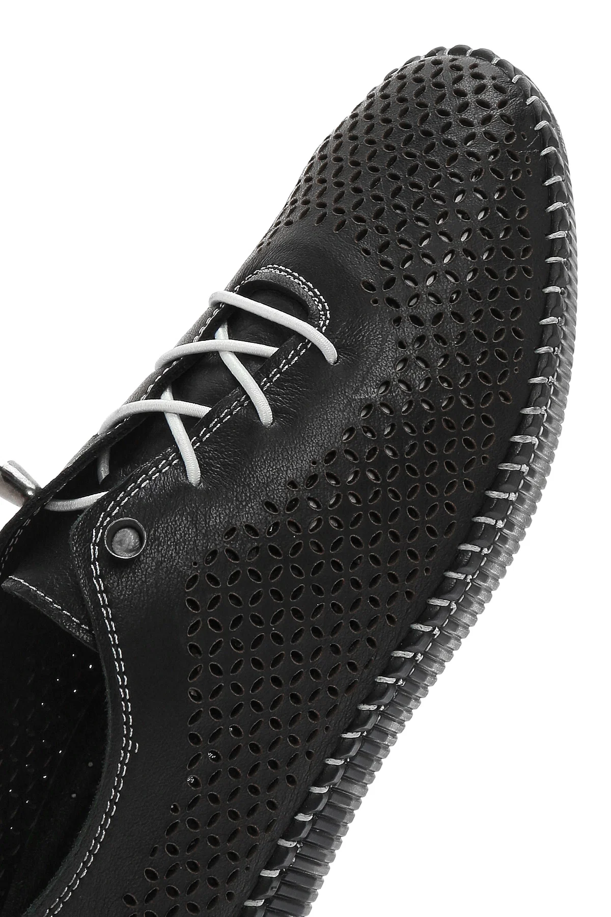 Kadın Siyah Bağcıklı Deri Comfort Loafer - Image 10