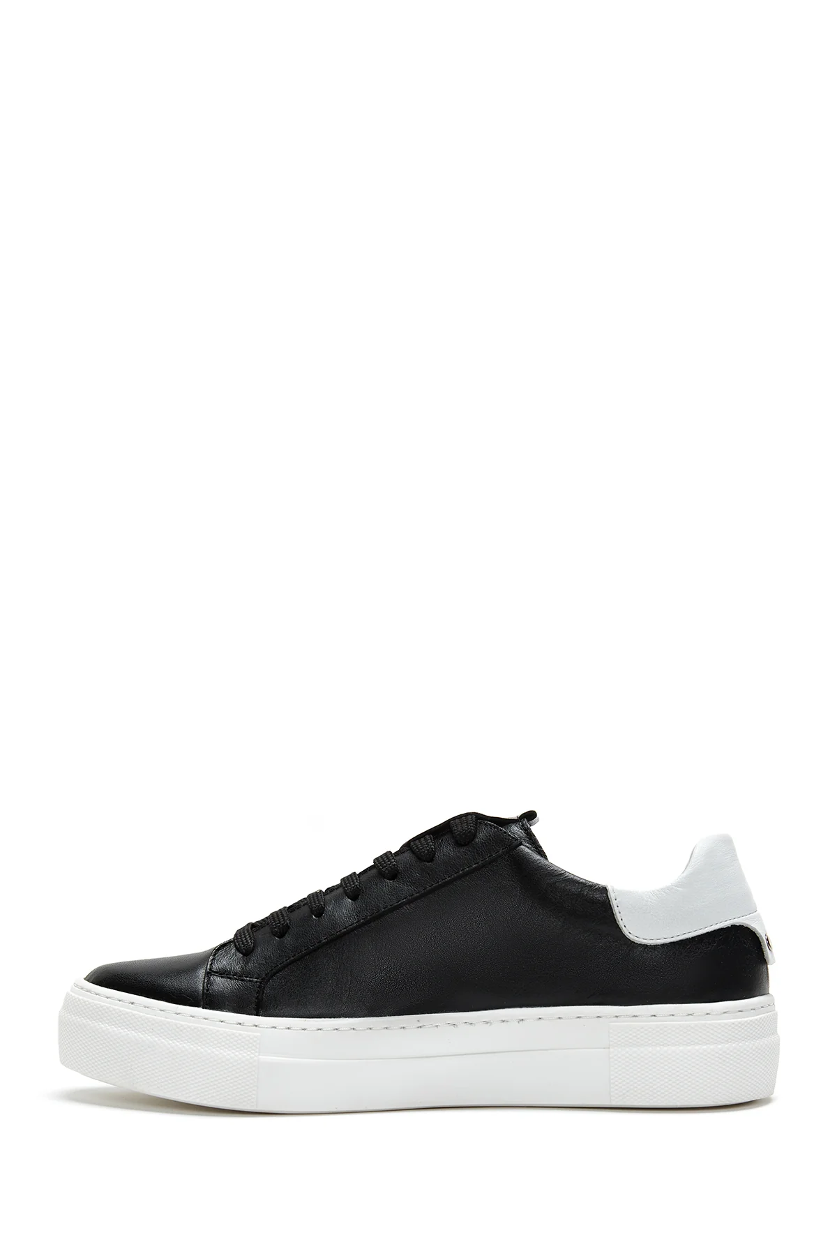 Kadın Siyah Bağcıklı Deri Sneaker - Image 2