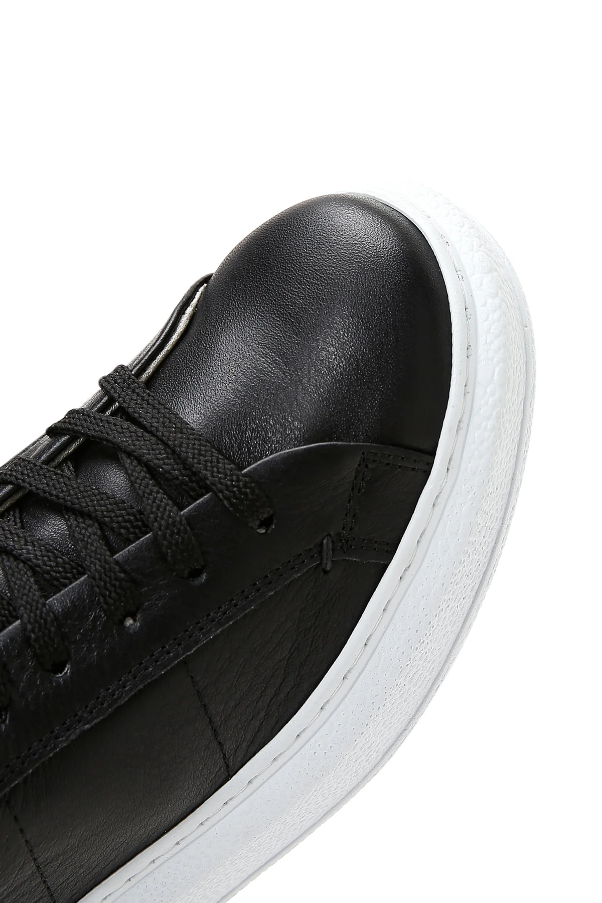 Kadın Siyah Bağcıklı Deri Sneaker - Image 7