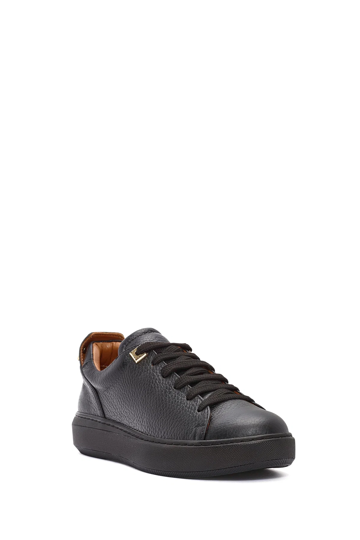 Kadın Siyah Bağcıklı Deri Sneaker - Image 6