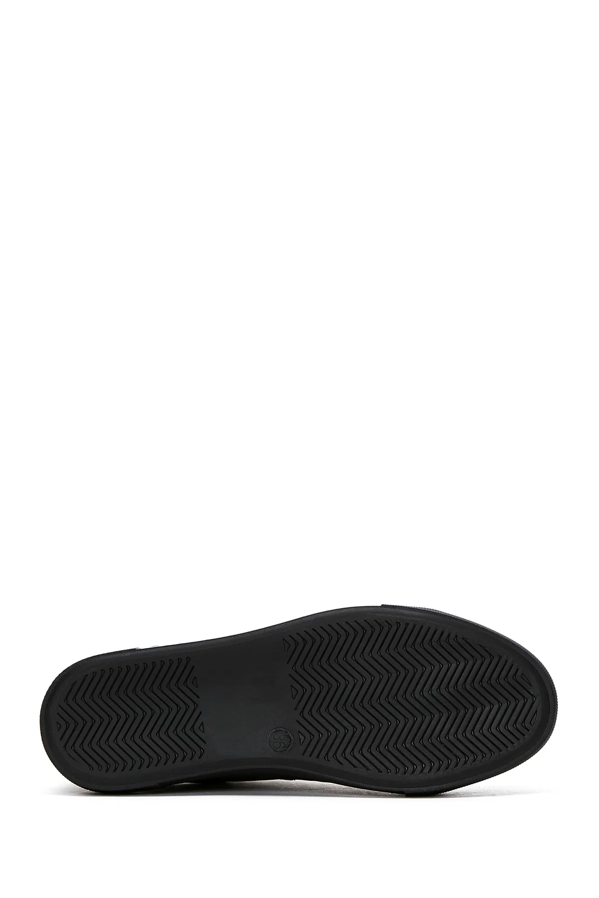Kadın Siyah Bağcıklı Deri Sneaker - Image 4