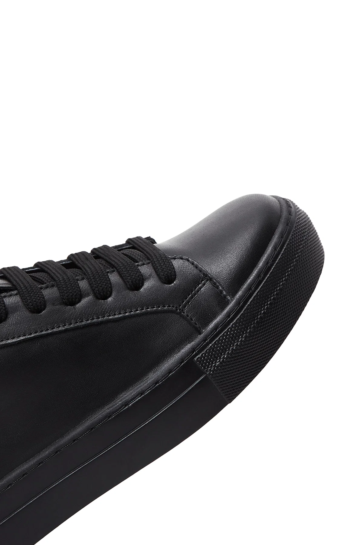 Kadın Siyah Bağcıklı Deri Sneaker - Image 7