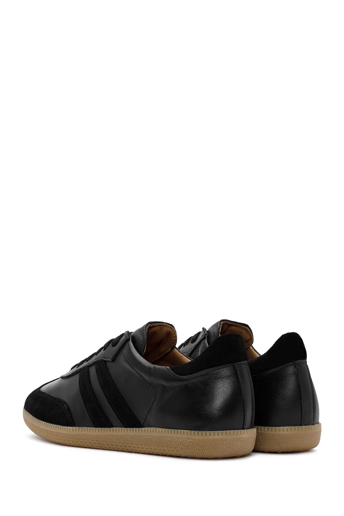 Kadın Siyah Bağcıklı Deri Sneaker - Image 5