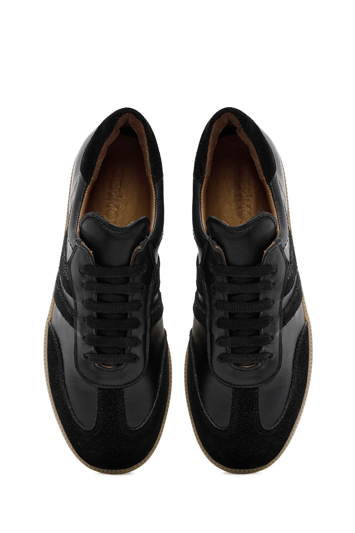Kadın Siyah Bağcıklı Deri Sneaker - Image 7