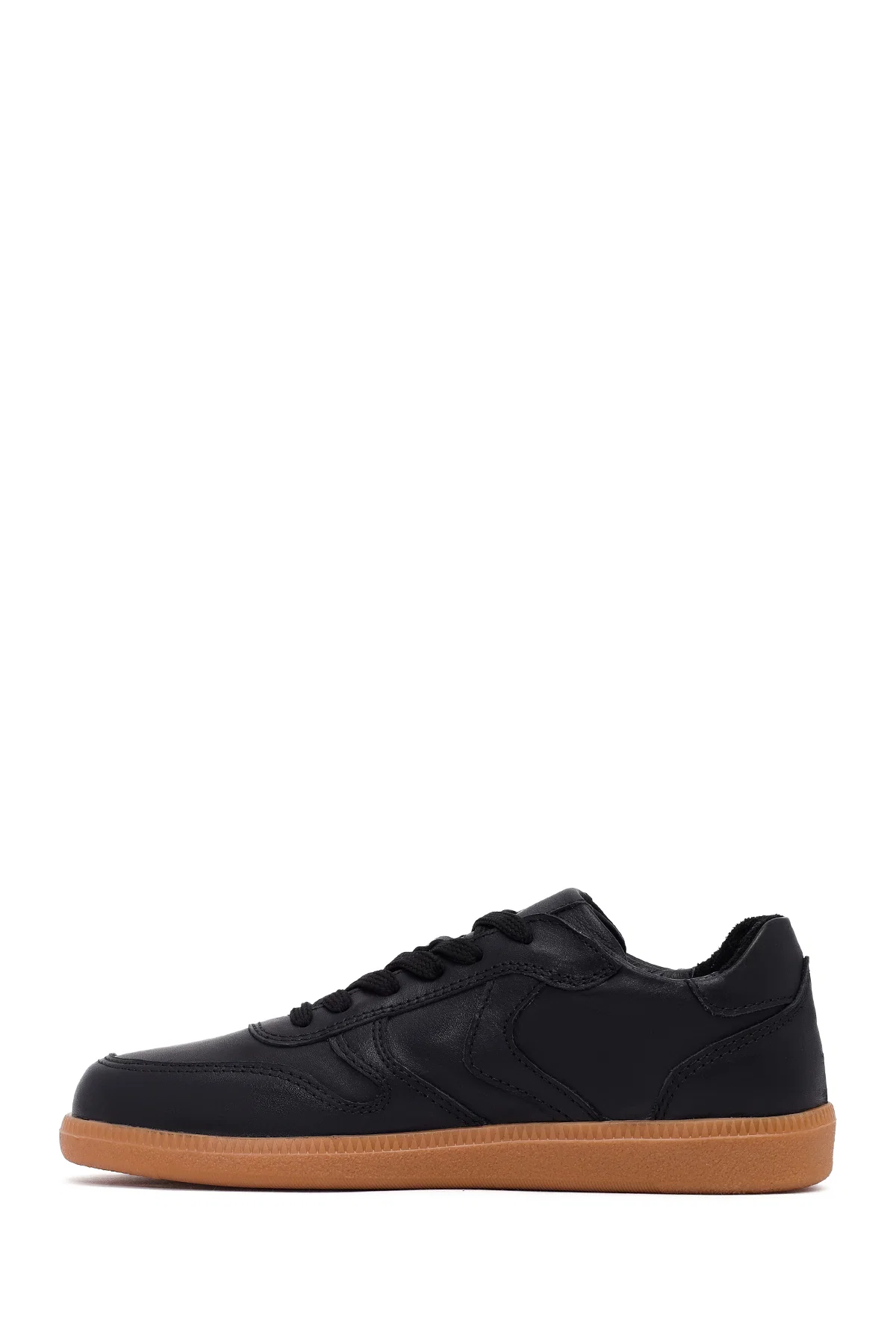 Kadın Siyah Bağcıklı Deri Sneaker - Image 2