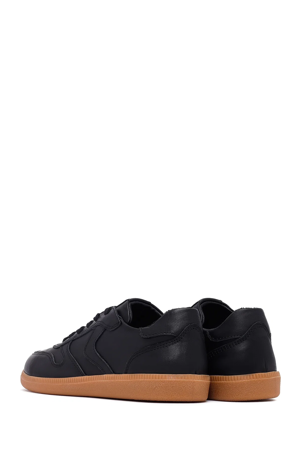 Kadın Siyah Bağcıklı Deri Sneaker - Image 5