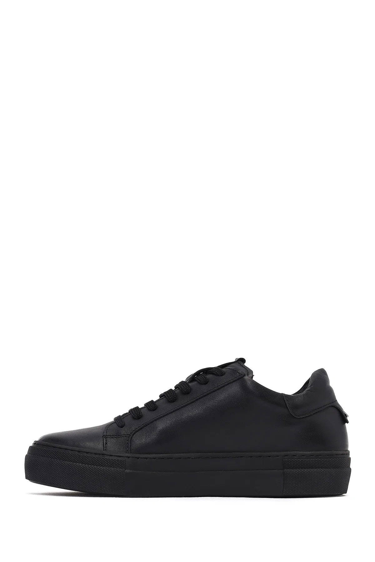 Kadın Siyah Bağcıklı Deri Sneaker - Image 2