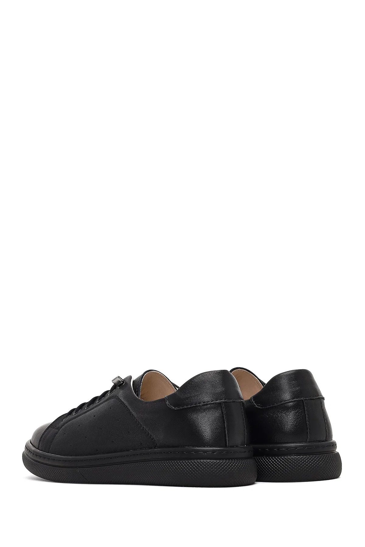 Kadın Siyah Bağcıklı Deri Sneaker - Image 5