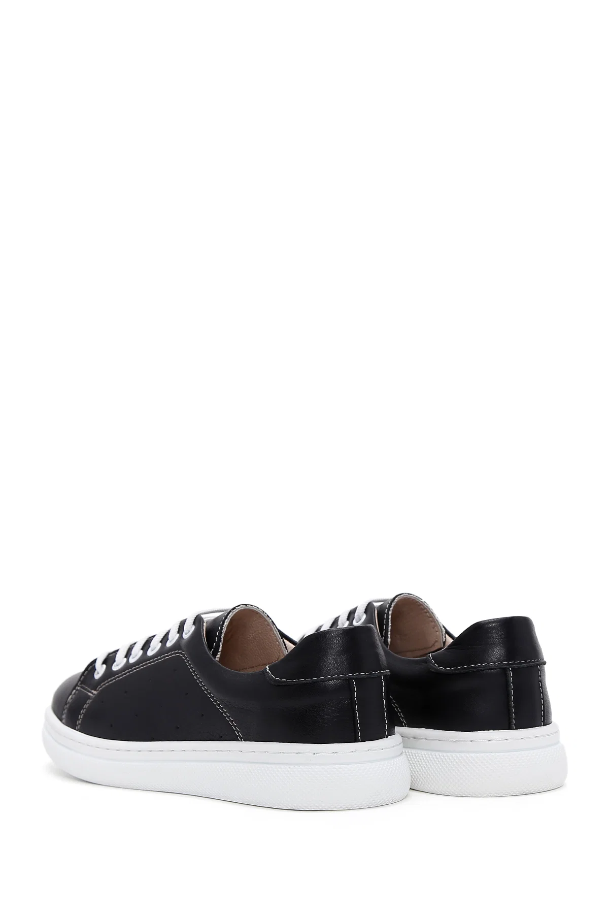 Kadın Siyahh Bağcıklı Deri Sneaker - Image 5