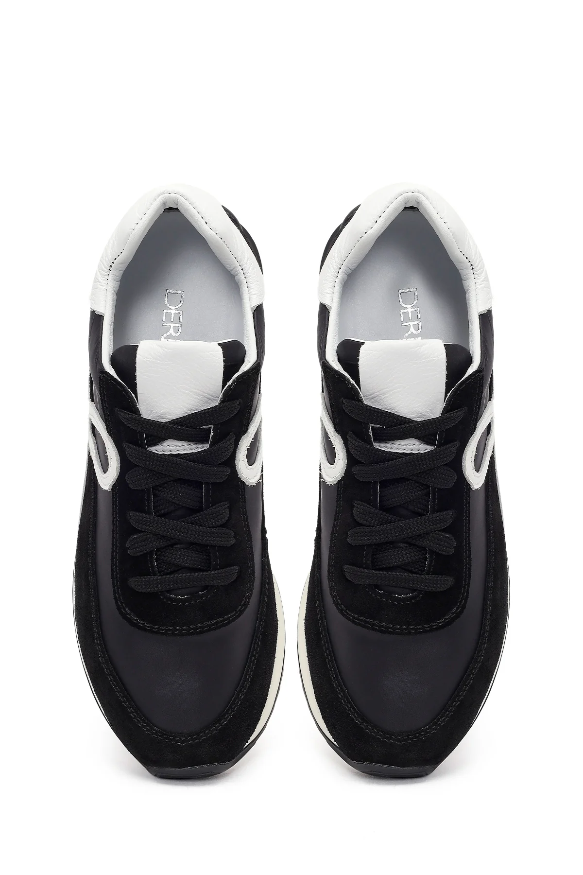 Kadın Siyah Bağcıklı Deri Sneaker - Image 4