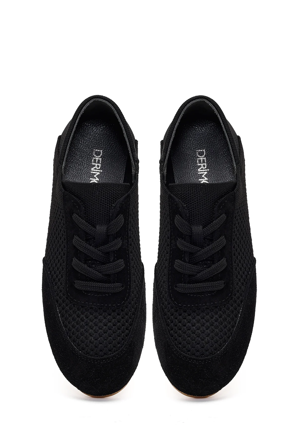 Kadın Siyah Bağcıklı Deri Sneaker - Image 4