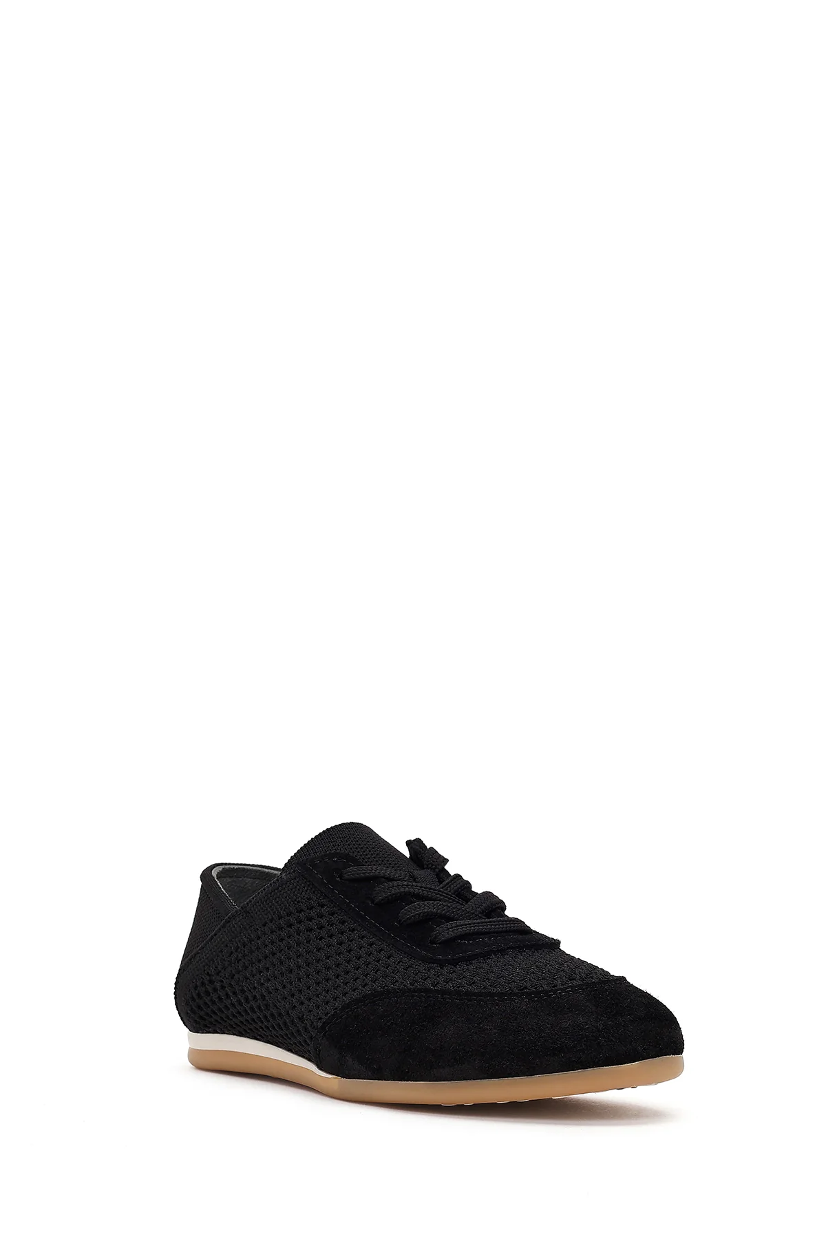 Kadın Siyah Bağcıklı Deri Sneaker - Image 7