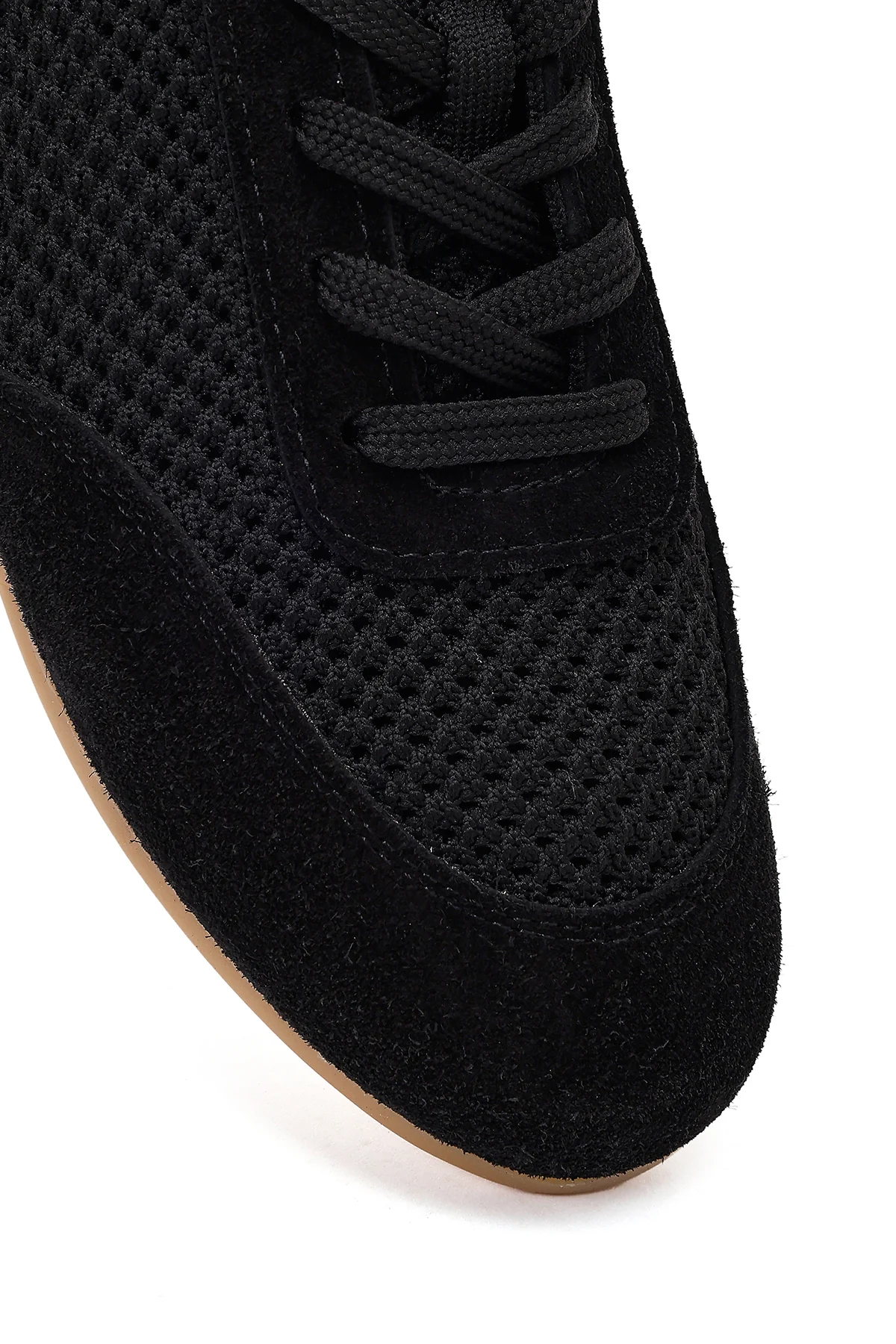 Kadın Siyah Bağcıklı Deri Sneaker - Image 9