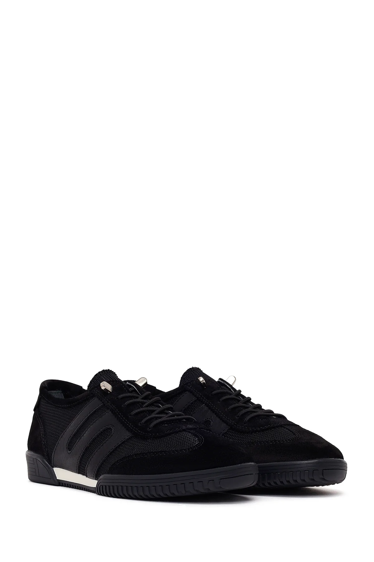 Kadın Siyah Bağcıklı Deri Sneaker - Image 2