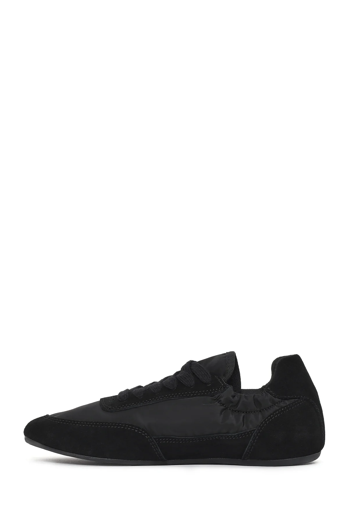 Kadın Siyah Bağcıklı Deri Sneaker - Image 3