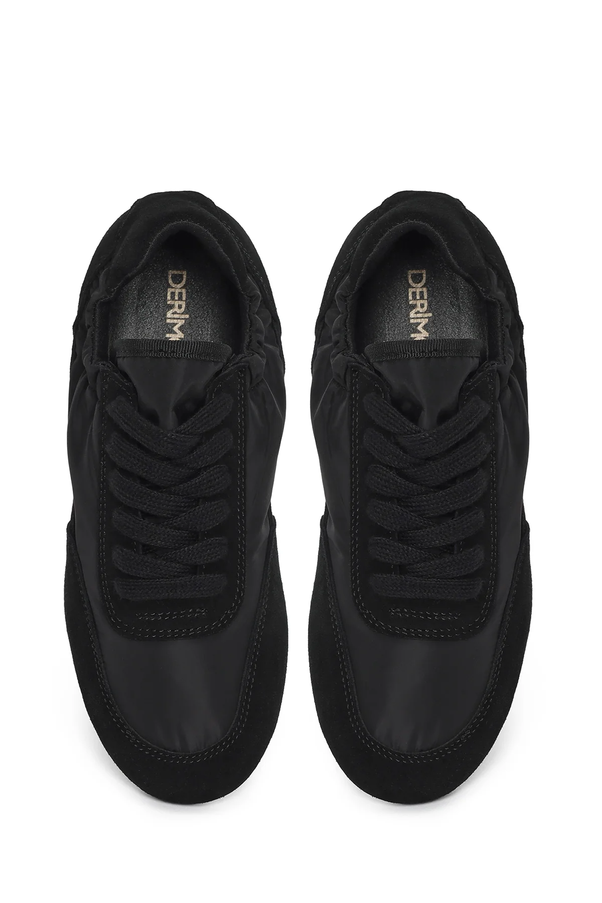 Kadın Siyah Bağcıklı Deri Sneaker - Image 4