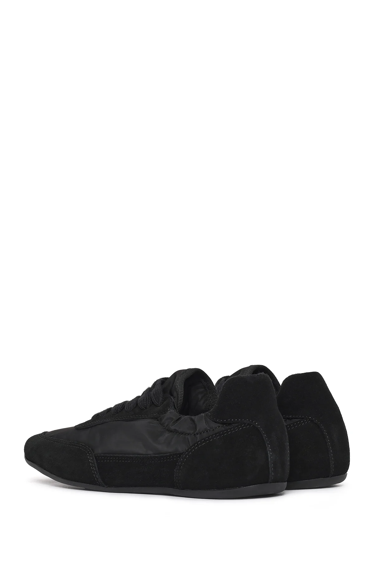 Kadın Siyah Bağcıklı Deri Sneaker - Image 6