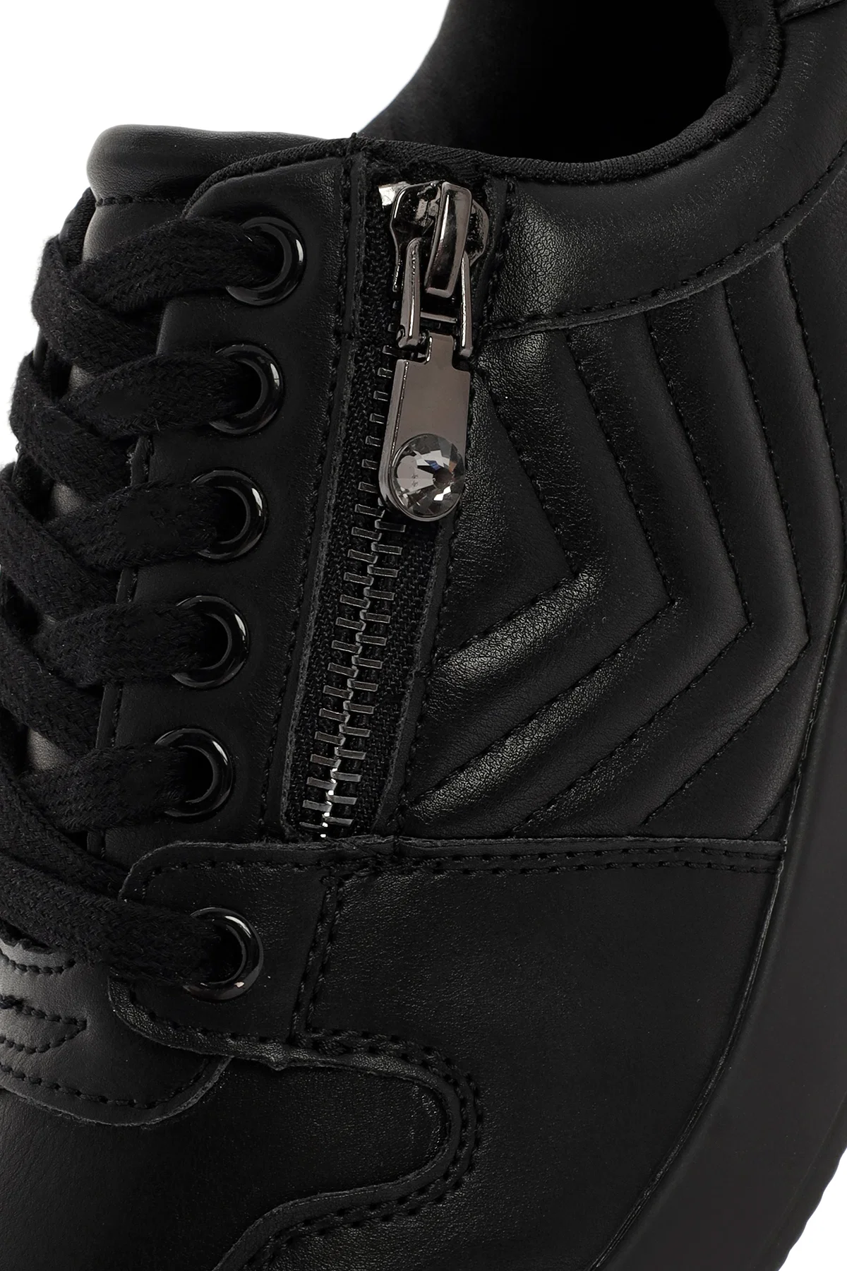 Kadın Siyah Bağcıklı Dolgu Topuklu Deri Sneaker - Image 9