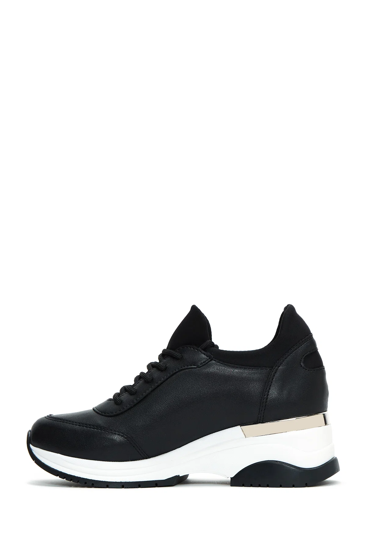 Kadın Siyah Bağcıklı Dolgu Topuklu Sneaker - Image 2