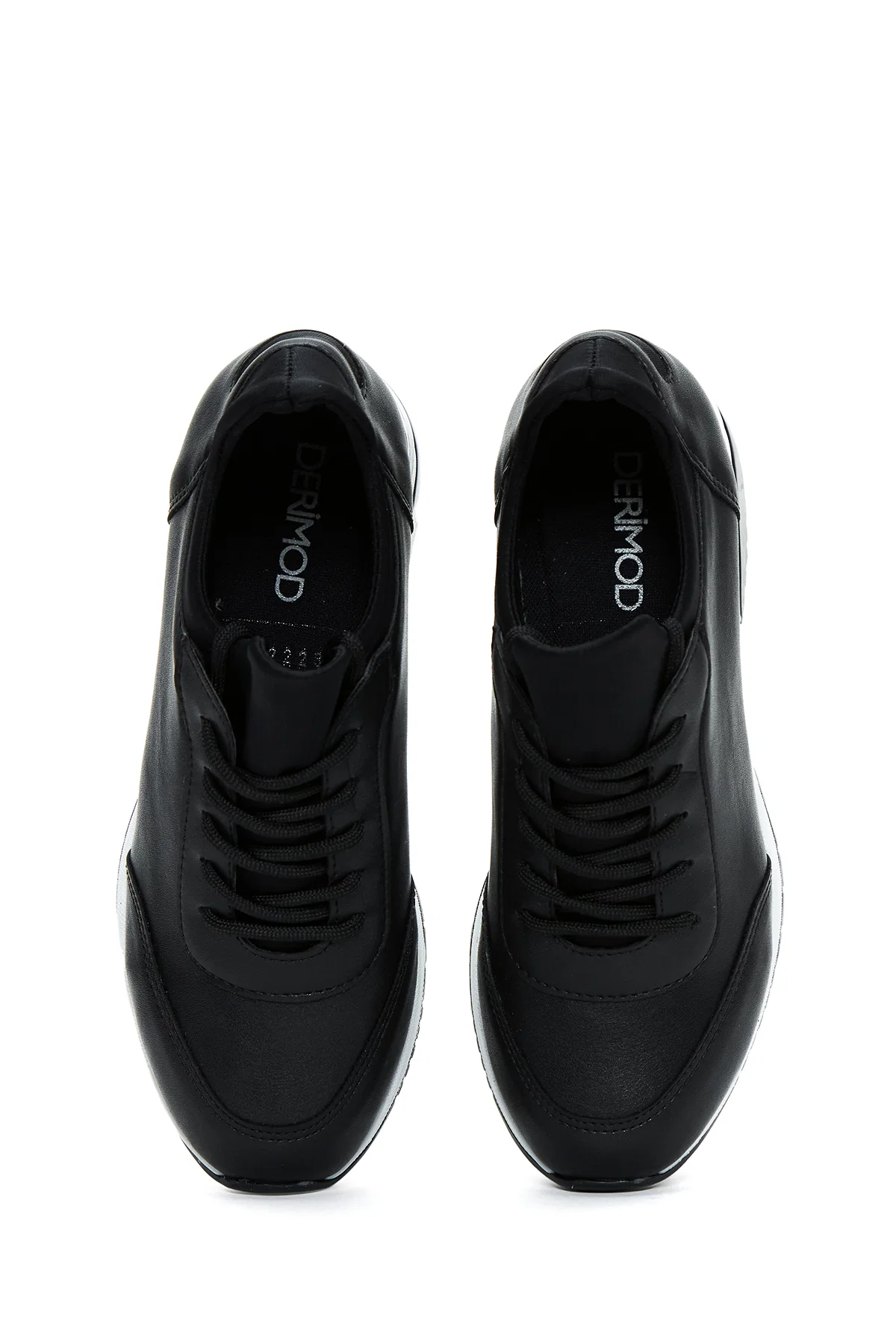 Kadın Siyah Bağcıklı Dolgu Topuklu Sneaker - Image 6