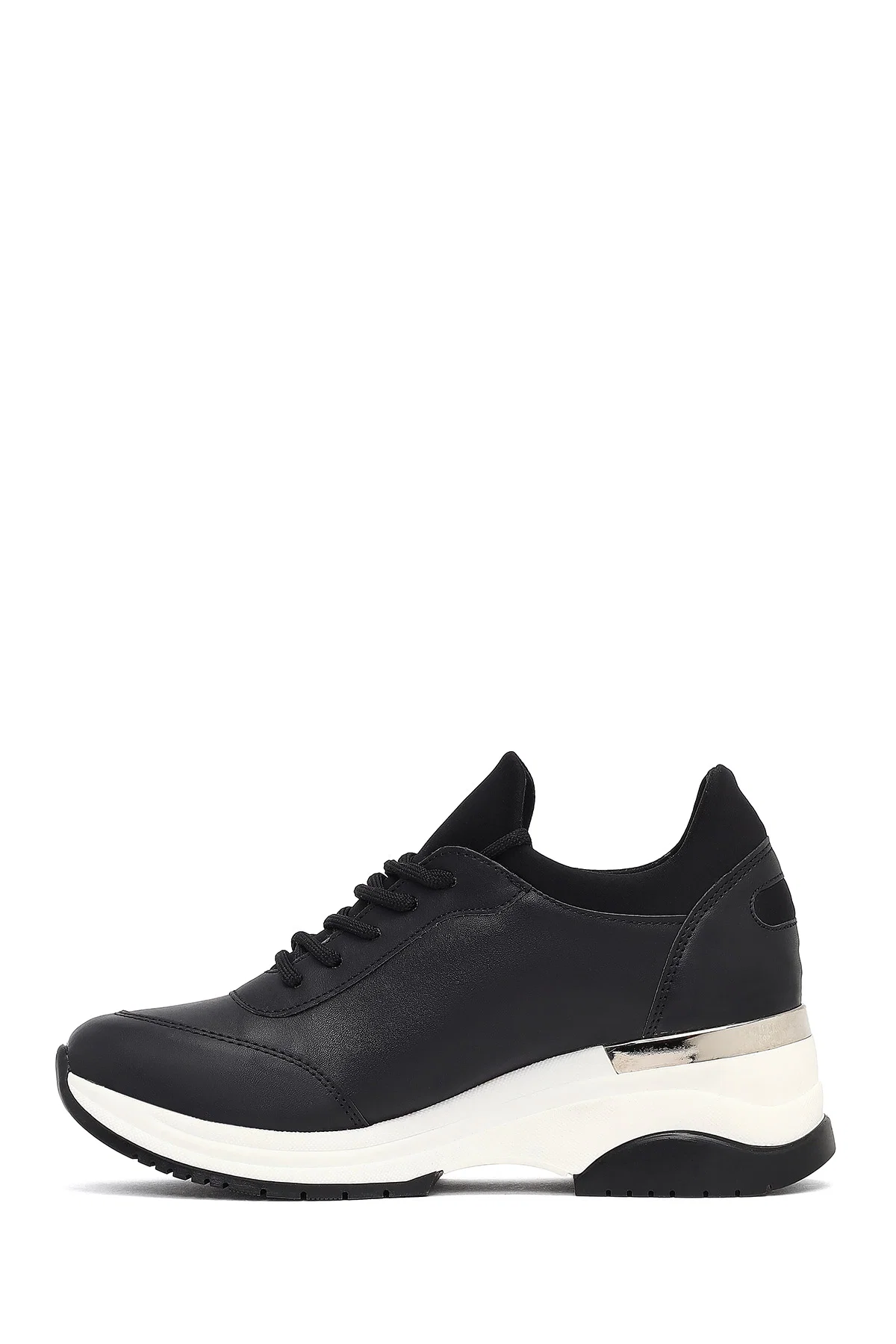 Kadın Siyah Bağcıklı Dolgu Topuklu Sneaker - Image 2
