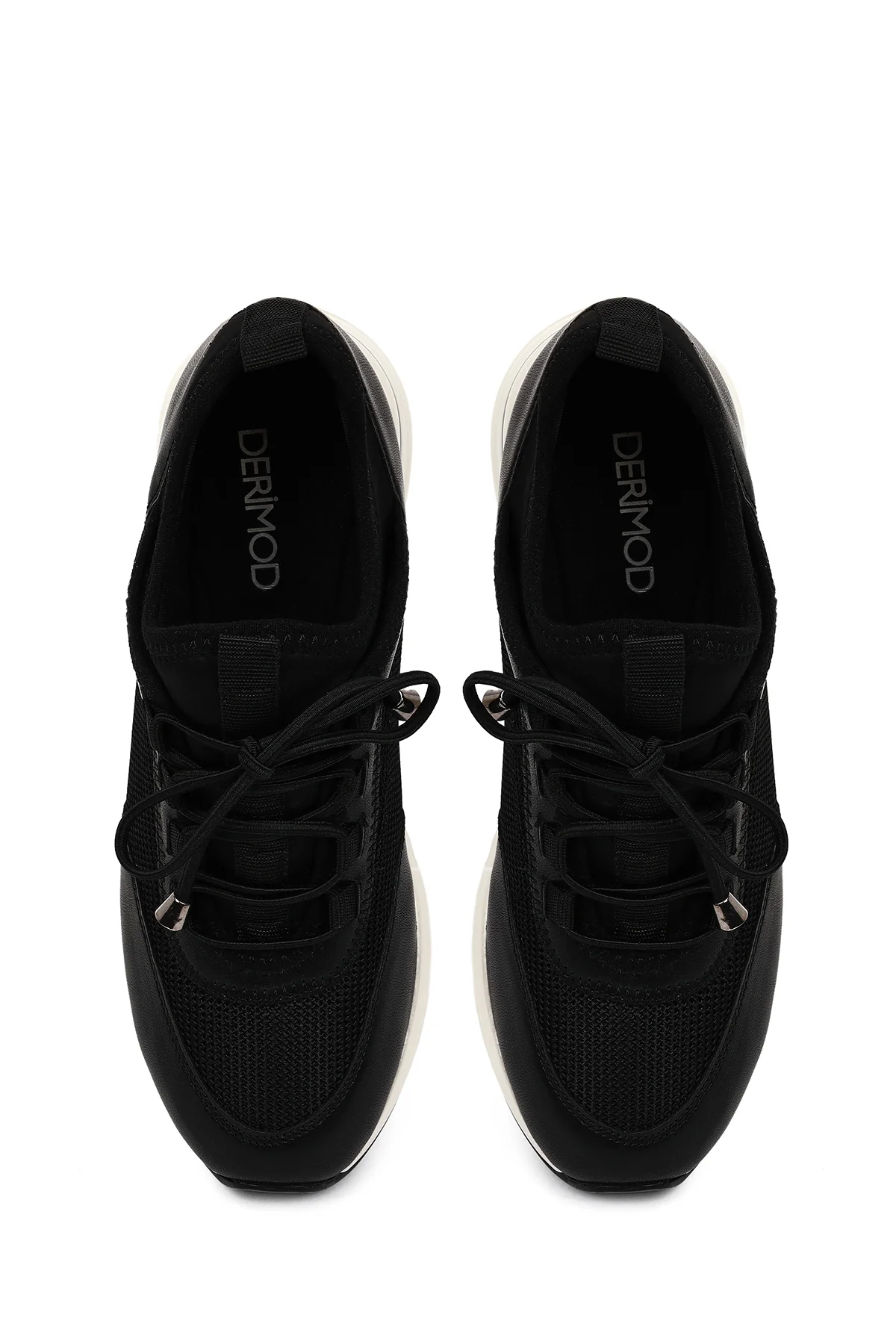 Kadın Siyah Bağcıklı Dolgu Topuklu Sneaker - Image 4
