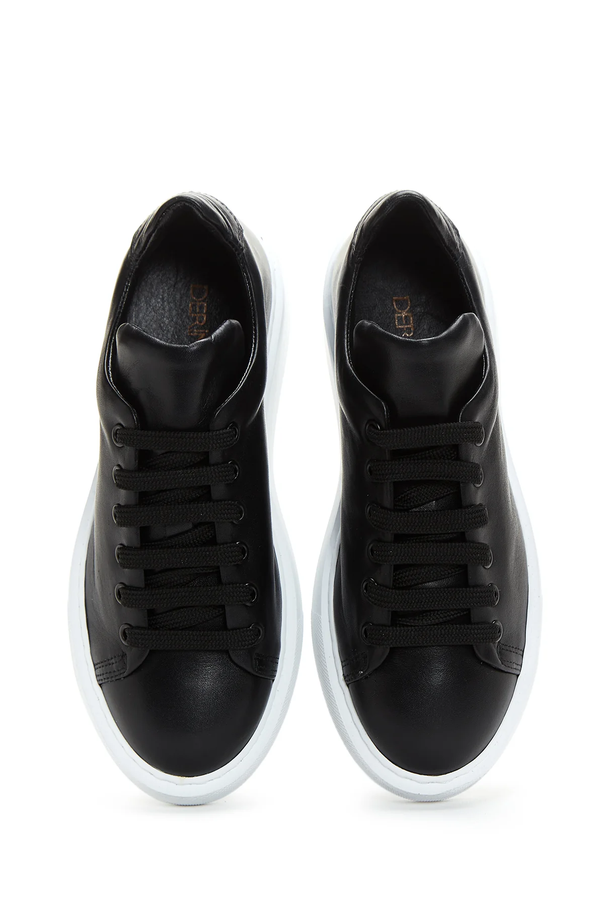 Kadın Siyah Bağcıklı Kalın Tabanlı Deri Sneaker - Image 6